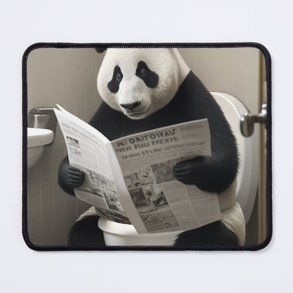 Item preview, Panda Sitting on the Toilet Reading a Newspaper designed and sold by RobertoGreen.