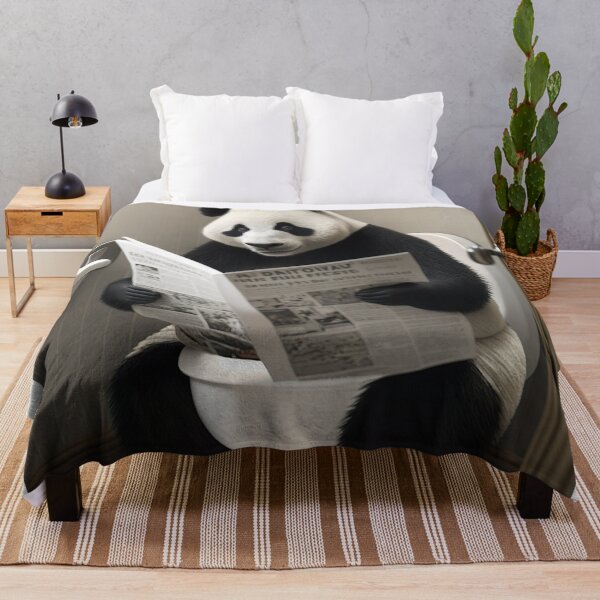 Item preview, Panda Sitting on the Toilet Reading a Newspaper designed and sold by RobertoGreen.