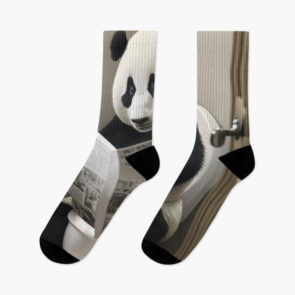 Item preview, Panda Sitting on the Toilet Reading a Newspaper designed and sold by RobertoGreen.