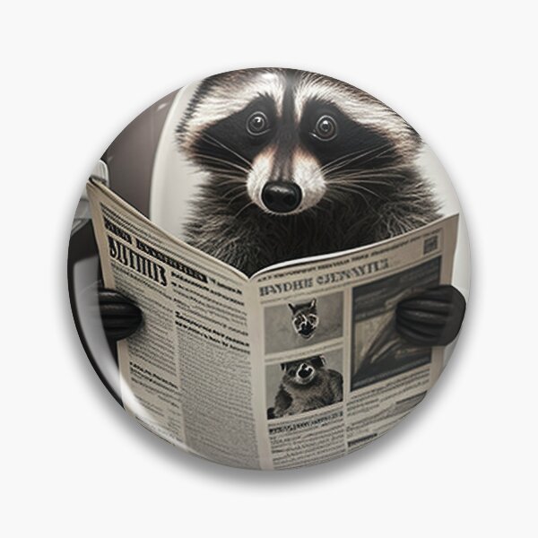 Item preview, Raccoon Sitting on the Toilet Reading a Newspaper designed and sold by RobertoGreen.