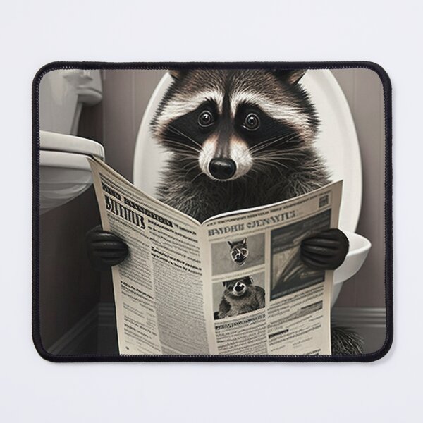 Item preview, Raccoon Sitting on the Toilet Reading a Newspaper designed and sold by RobertoGreen.