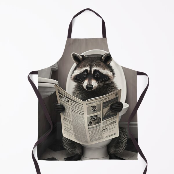 Item preview, Raccoon Sitting on the Toilet Reading a Newspaper designed and sold by RobertoGreen.