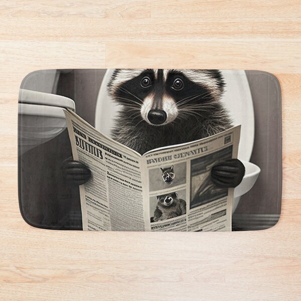 Item preview, Raccoon Sitting on the Toilet Reading a Newspaper designed and sold by RobertoGreen.