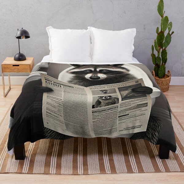 Item preview, Raccoon Sitting on the Toilet Reading a Newspaper designed and sold by RobertoGreen.