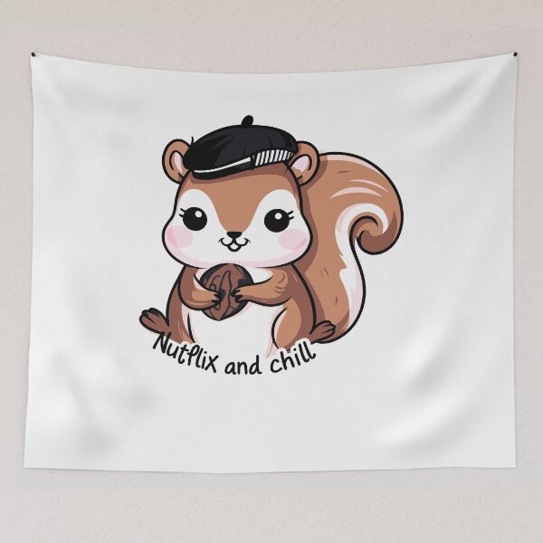 Item preview, Cute Squirrel with Nut and "Nutfplix and Chill" Graphic Design designed and sold by BNCH44.