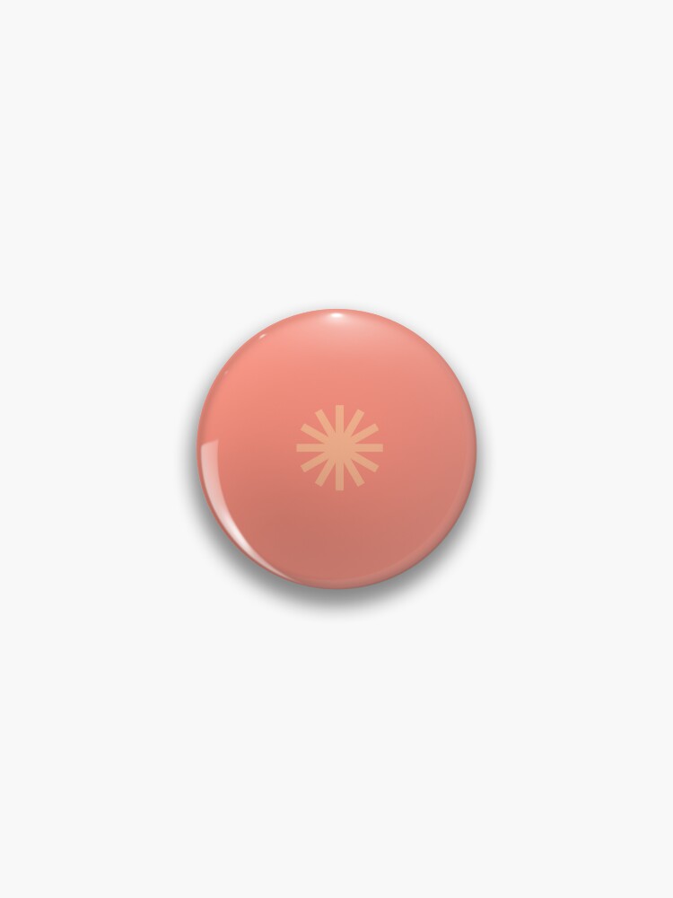Pin, Geometric Sunset on Sea Warm Peach Suns on Soft Coral designed and sold by Triplicate Limited
