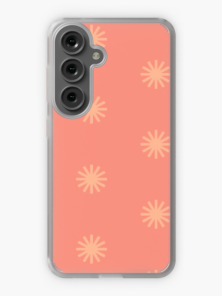 Samsung Galaxy Phone Case, Geometric Sunset on Sea Warm Peach Suns on Soft Coral designed and sold by Triplicate Limited