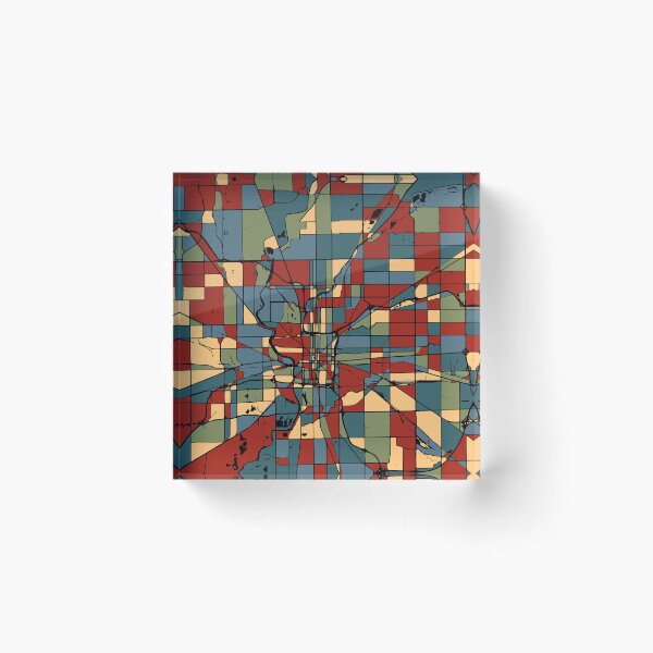 Item preview, Indianapolis City Map - Vibrant Abstract Earth Tone Retro Art Print designed and sold by Stadify.