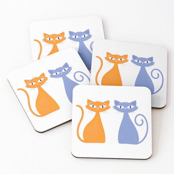 Item preview, MidcenturyOrange and Blue Cats designed and sold by CreativeCanvas8.