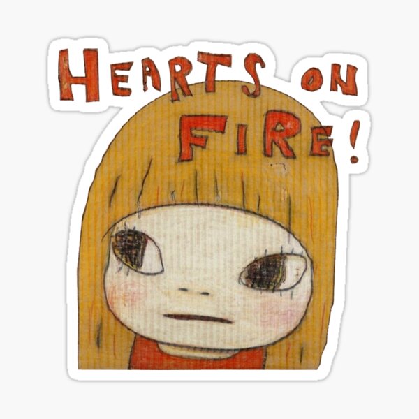 Item preview, Vintage yoshitomo nara hearts on fire painting designed and sold by Leograces.