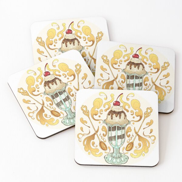 Item preview, Elegant ice cream dessert with whipped cream and cherry on top  designed and sold by Miska-art.