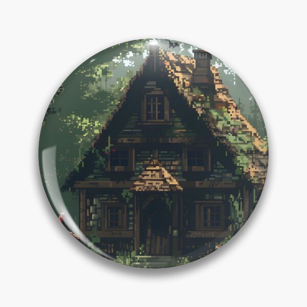 Item preview, A witch near a small forest hut PIXEL ART designed and sold by HappyStickBike.