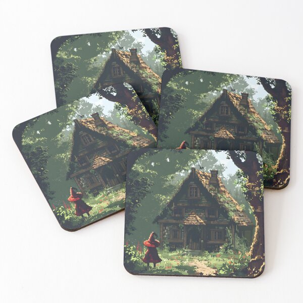 Item preview, A witch near a small forest hut PIXEL ART designed and sold by HappyStickBike.