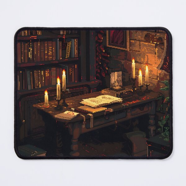 Item preview, Notes on the desk surrounded by candles PIXEL ART designed and sold by HappyStickBike.