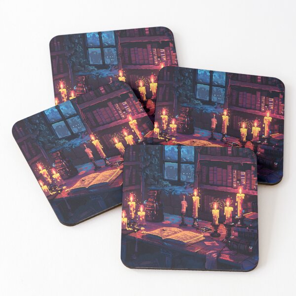 Item preview, Notes on the desk surrounded by candles PIXEL ART designed and sold by HappyStickBike.