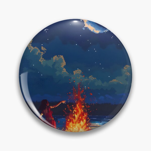 Item preview, A woman dancing in front of a fire PIXEL ART designed and sold by HappyStickBike.