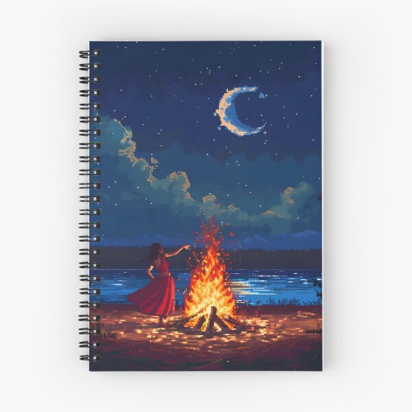 Item preview, A woman dancing in front of a fire PIXEL ART designed and sold by HappyStickBike.