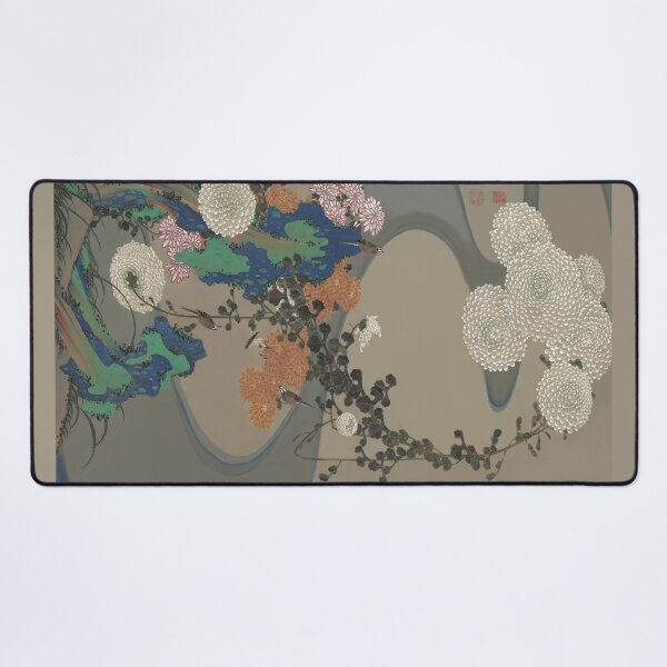 Item preview, Chrysanthemums by a stream with rocks by Ito Jakuchu - Professional Enhanced Rejuvenated version designed and sold by EmeraldeaArt.