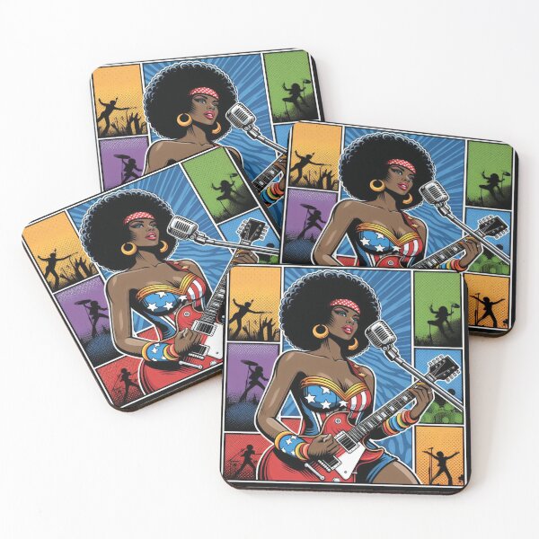 Item preview, Black woman with electric guitar - Rock'n'roll diva designed and sold by Design Shop.