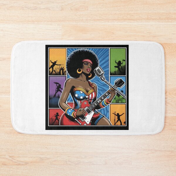 Item preview, Black woman with electric guitar - Rock'n'roll diva designed and sold by Design Shop.