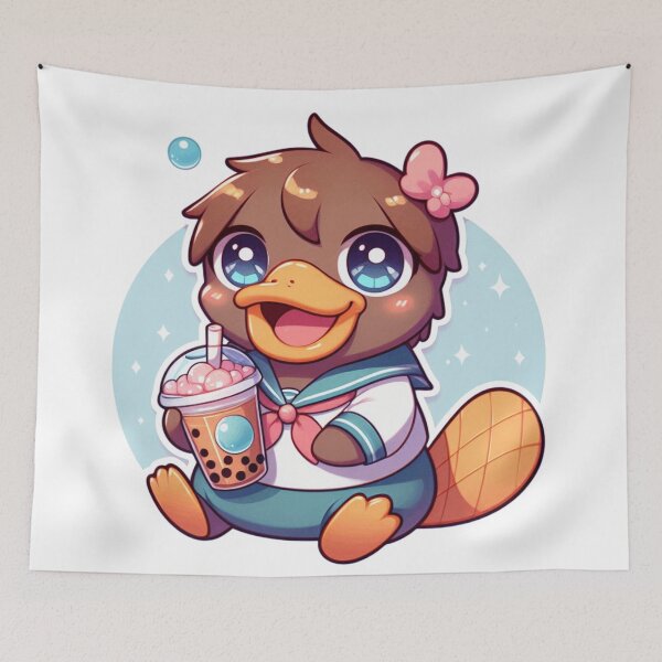 Item preview, Happy Platypus with Bubble Tea designed and sold by Politoperz.
