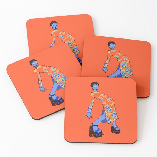 Artikelvorschau, Blaues Mädchen Orange Handabdruck Kleid Indie Art Design entworfen und verkauft von Irrelevant Grrl.