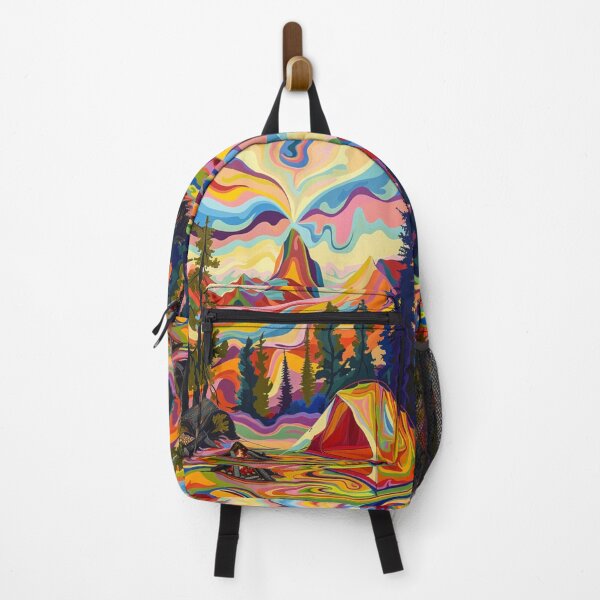 Item preview, Campers psychedelic twist camping scene Active Outdoors Inspired Art designed and sold by CDC40.