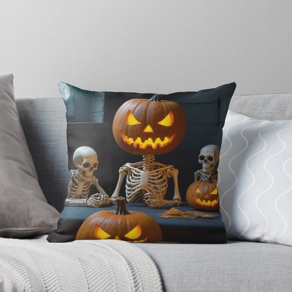 Item preview, The Pumpkin-Head Plot: Skeletons Spooky Scheme For Halloween Night designed and sold by EnchantedVista.