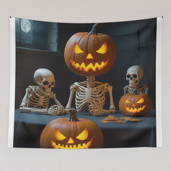 Item preview, The Pumpkin-Head Plot: Skeletons Spooky Scheme For Halloween Night designed and sold by EnchantedVista.