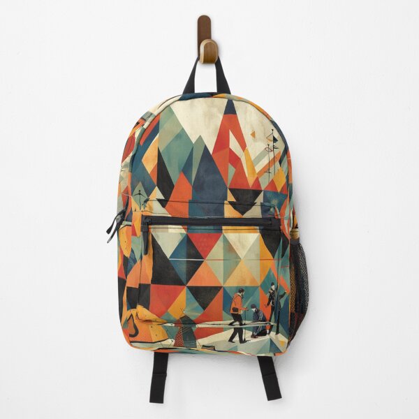 Item preview, Campers setting up tents geometric patterns Active Outdoors Inspired Art designed and sold by CDC40.