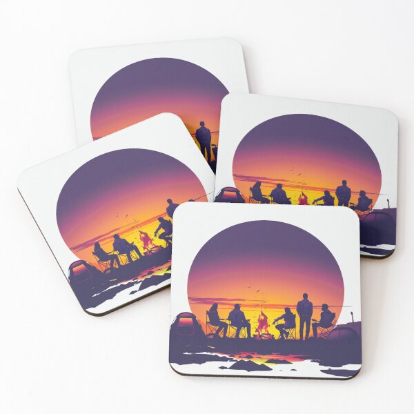 Item preview, Campers sunset gradient backdrop around campfire Active Outdoors Inspired Art designed and sold by CDC40.