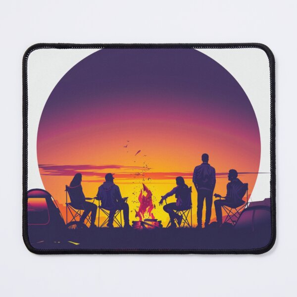 Item preview, Campers sunset gradient backdrop around campfire Active Outdoors Inspired Art designed and sold by CDC40.