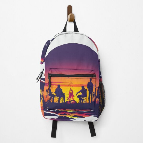 Item preview, Campers sunset gradient backdrop around campfire Active Outdoors Inspired Art designed and sold by CDC40.