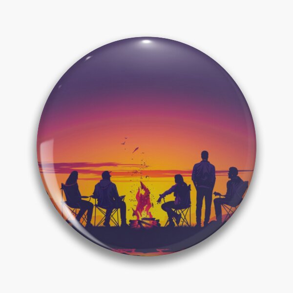 Item preview, Campers sunset gradient backdrop around campfire Active Outdoors Inspired Art designed and sold by CDC40.