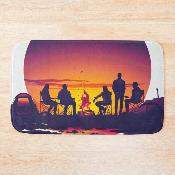 Item preview, Campers sunset gradient backdrop around campfire Active Outdoors Inspired Art designed and sold by CDC40.