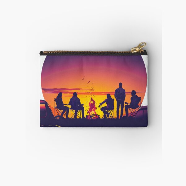 Item preview, Campers sunset gradient backdrop around campfire Active Outdoors Inspired Art designed and sold by CDC40.