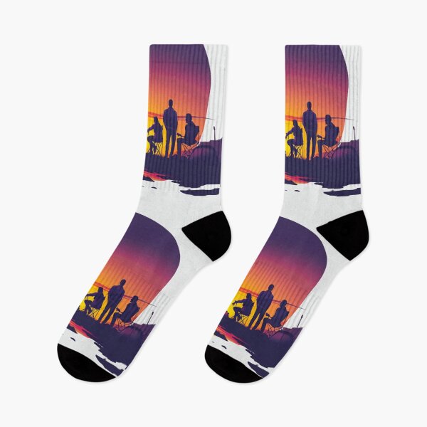 Item preview, Campers sunset gradient backdrop around campfire Active Outdoors Inspired Art designed and sold by CDC40.