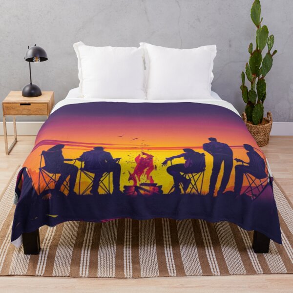 Item preview, Campers sunset gradient backdrop around campfire Active Outdoors Inspired Art designed and sold by CDC40.