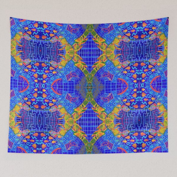 Item preview, blue sarong with flower circles designed and sold by Nickdavisinghe.