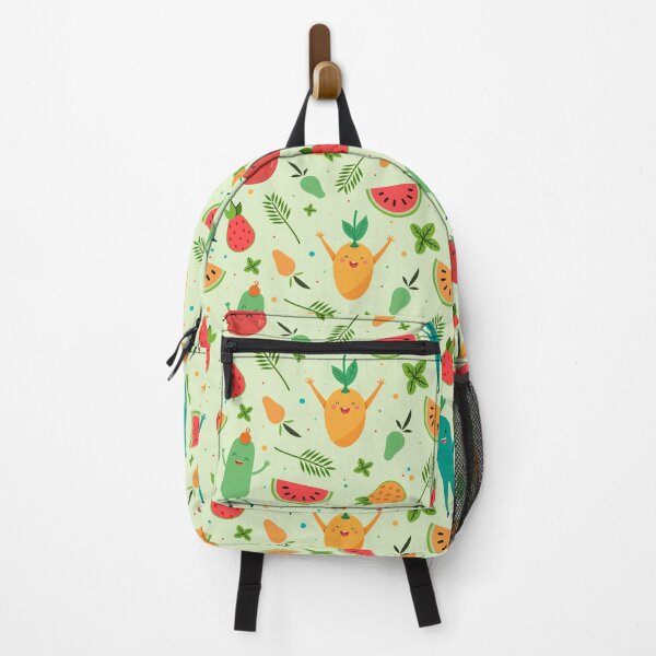 Item preview, Happy Veggies, funny fruits, vegan healthy vegetarian design seamless pattern designed and sold by HippoInkStudio.