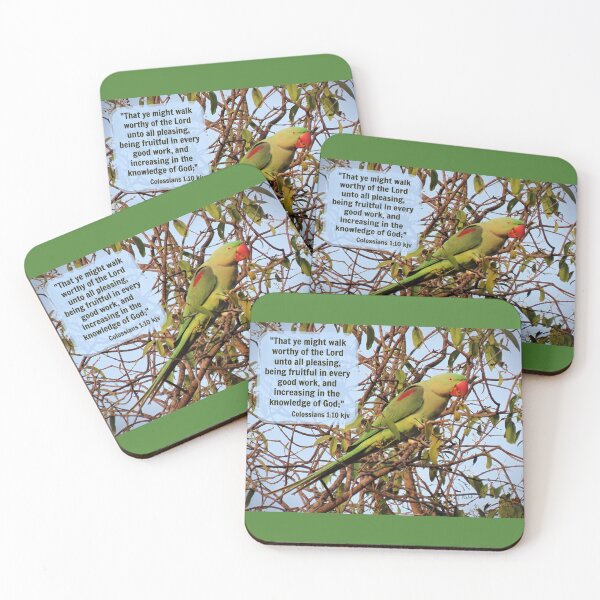 Item preview, Bible Verse Colossians 1:10 with Alexandrine Parakeet designed and sold by Linda Walsh.