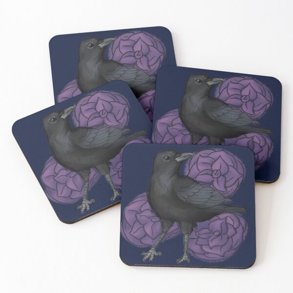 Item preview, Carrion Crow with Purple Roses designed and sold by ChronicCrafting.