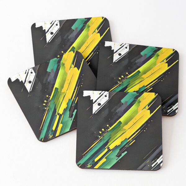 Item preview, Layered Black, Yellow, and Green on White Canvas designed and sold by MOBI-CASE.