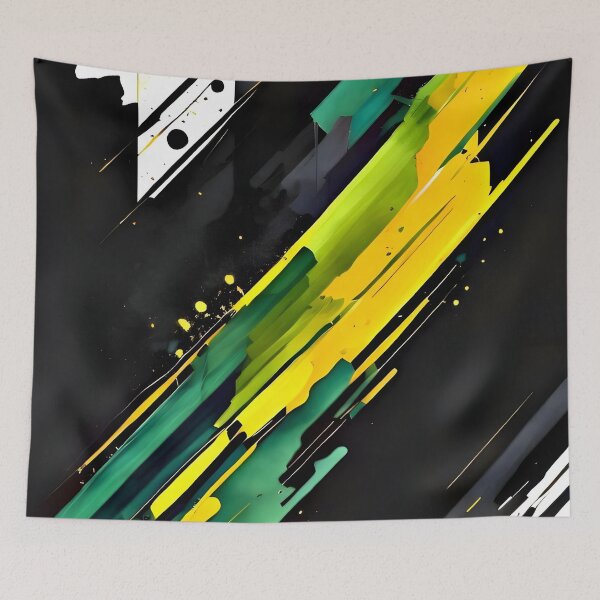 Item preview, Layered Black, Yellow, and Green on White Canvas designed and sold by MOBI-CASE.