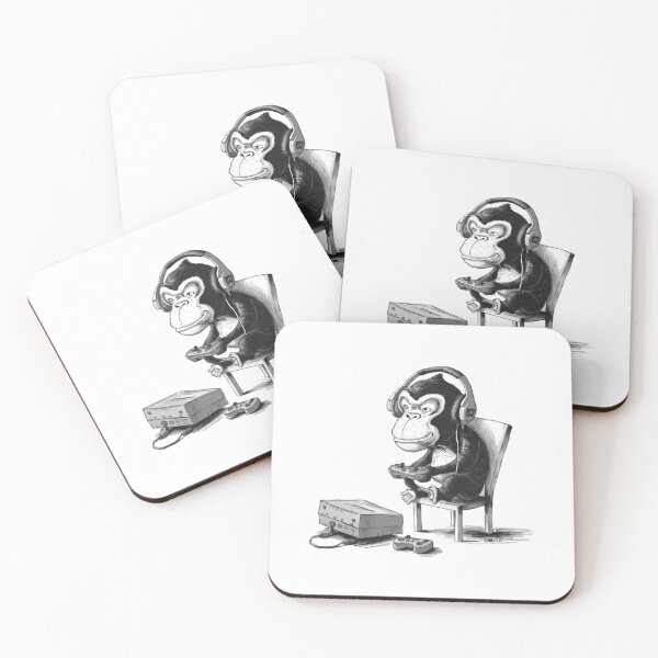Item preview, Monkey plays video games, FunnyFits, FunnyFits70, Humor, Silly, bananas, gaming, Funny, Monkey,  designed and sold by FunnyFits70.