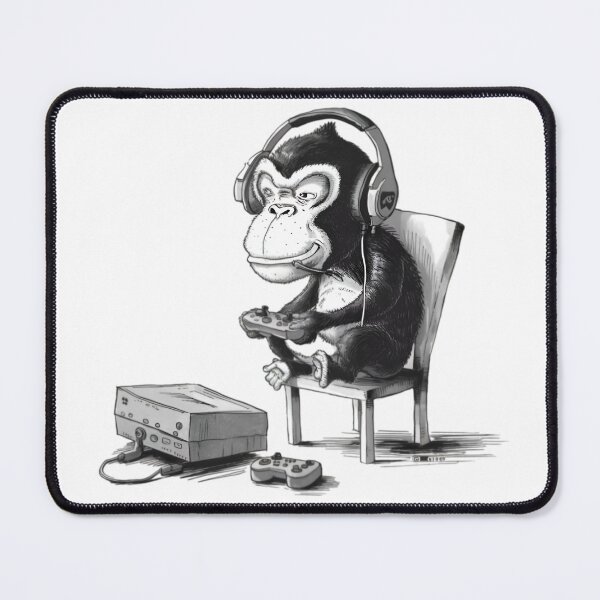 Item preview, Monkey plays video games, FunnyFits, FunnyFits70, Humor, Silly, bananas, gaming, Funny, Monkey, designed and sold by FunnyFits70.