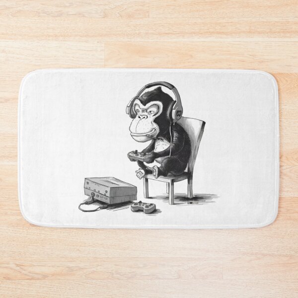 Item preview, Monkey plays video games, FunnyFits, FunnyFits70, Humor, Silly, bananas, gaming, Funny, Monkey,  designed and sold by FunnyFits70.