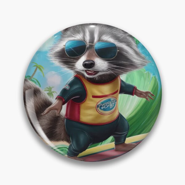 Item preview, "RACCOON SURFING ". Funny mapache  designed and sold by Obinne.