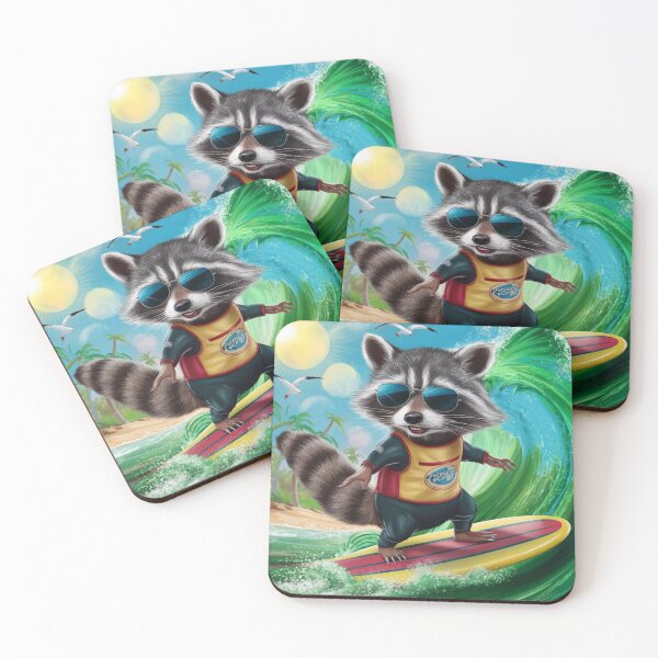Item preview, "RACCOON SURFING ". Funny mapache  designed and sold by Obinne.