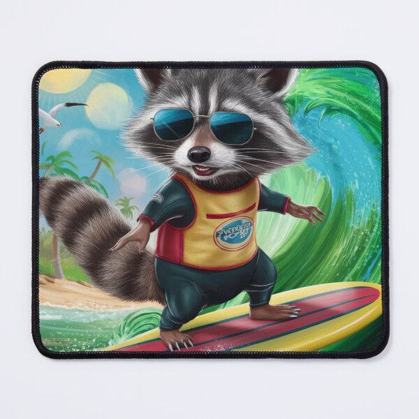 Item preview, "RACCOON SURFING ". Funny mapache  designed and sold by Obinne.